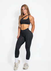 BALANCE ONE SHOULDER SPORTS BRA - BLACK