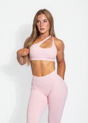 BALANCE ONE SHOULDER SPORTS BRA - BABY PINK