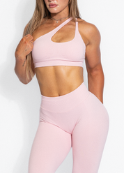 BALANCE ONE SHOULDER SPORTS BRA - BABY PINK