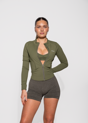 SCULPT ZIP UP JACKET - OLIVE GREEN