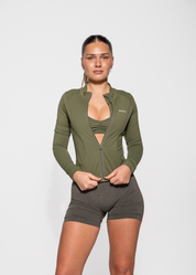 SCULPT ZIP UP JACKET - OLIVE GREEN