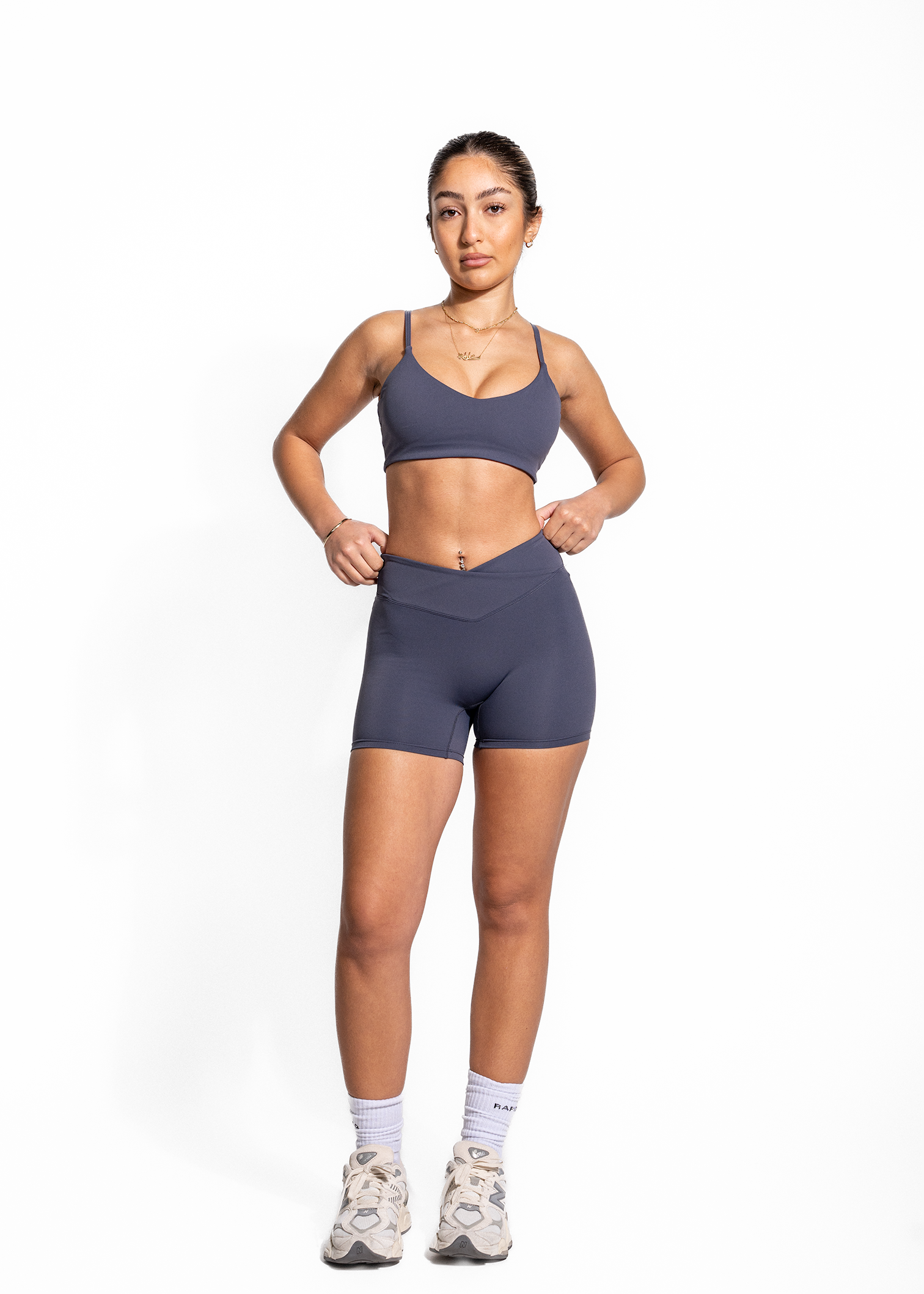 FAYE V CUT SHORTS- NAVY