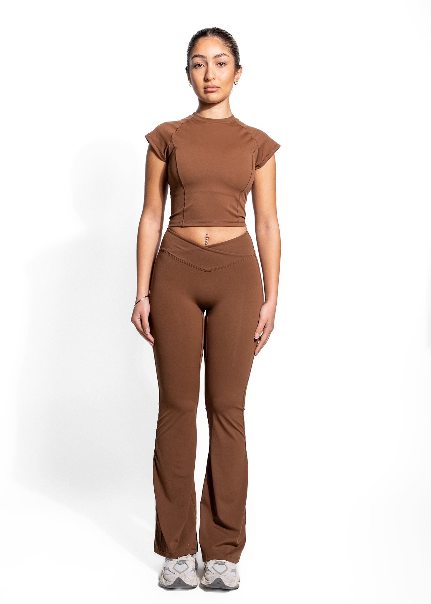 FAYE FLARE LEGGINGS - BROWN
