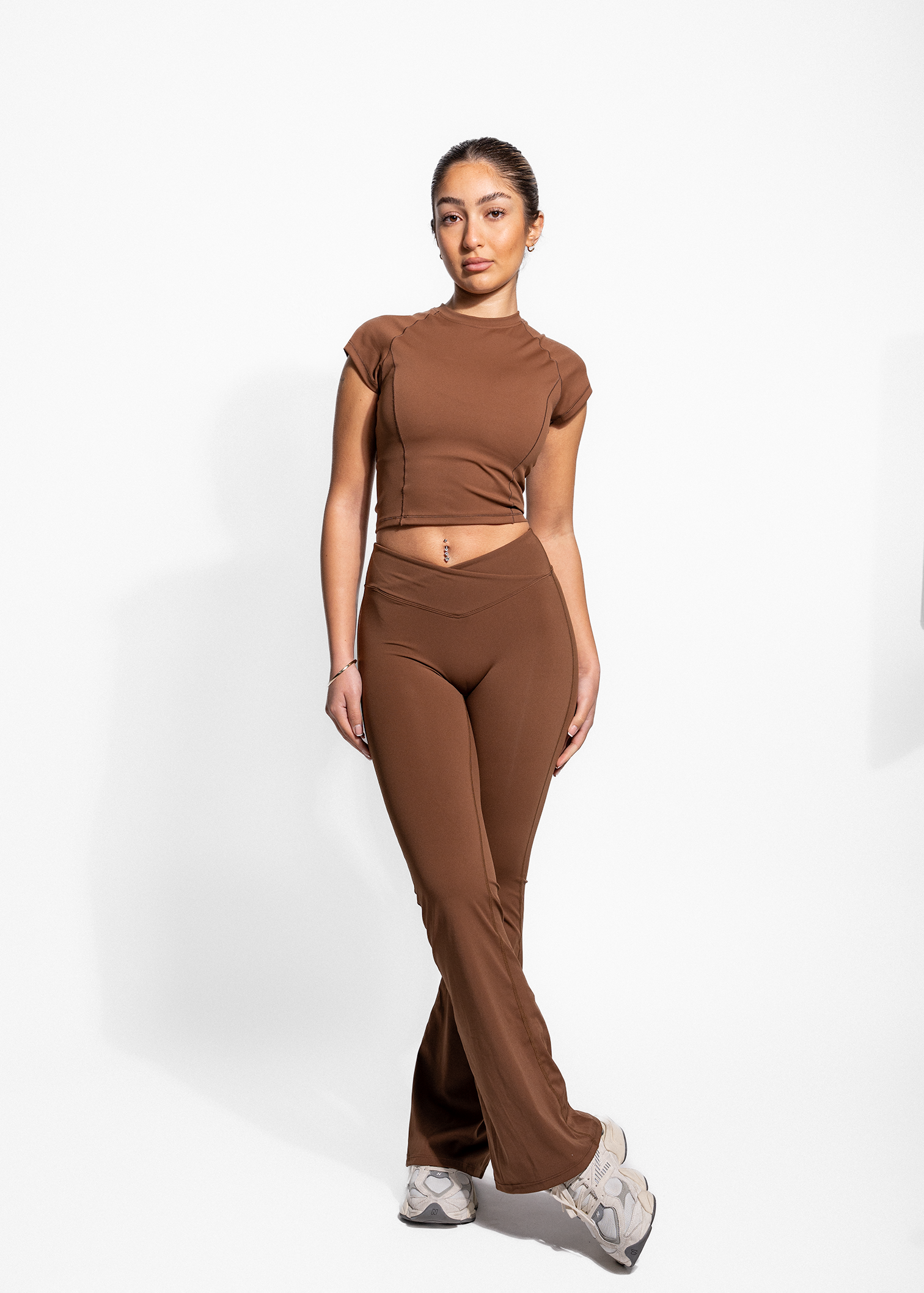 FAYE FLARE LEGGINGS - BROWN