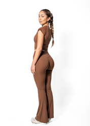 FAYE FLARE LEGGINGS - BROWN