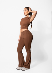FAYE FLARE LEGGINGS - BROWN