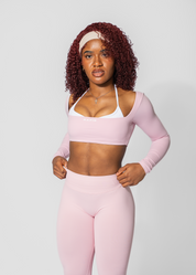 LUNA LONG SLEEVE CROP - BABY PINK