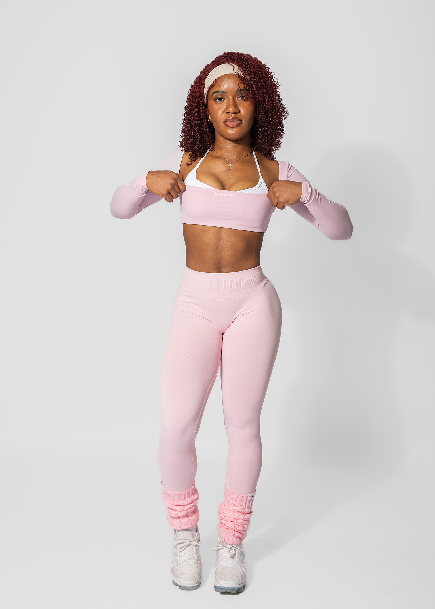 LUNA LONG SLEEVE CROP - BABY PINK