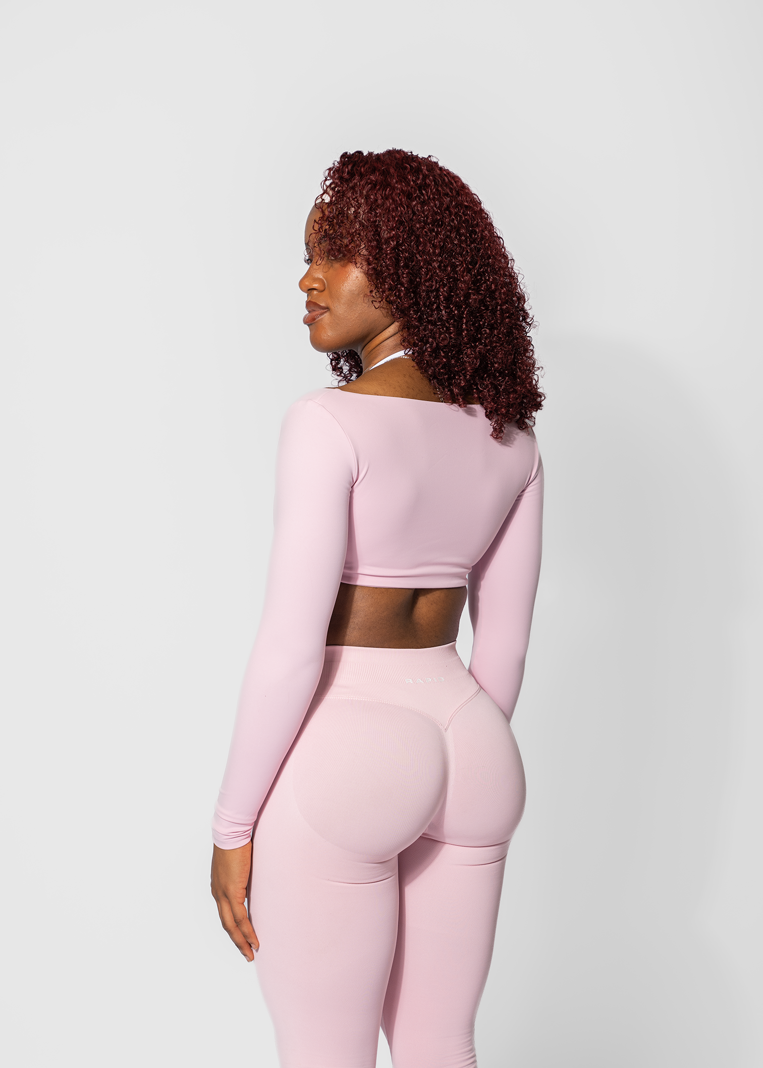 LUNA LONG SLEEVE CROP - BABY PINK