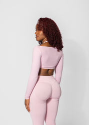 LUNA LONG SLEEVE CROP - BABY PINK