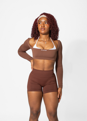 LUNA LONG SLEEVE CROP - COFFEE