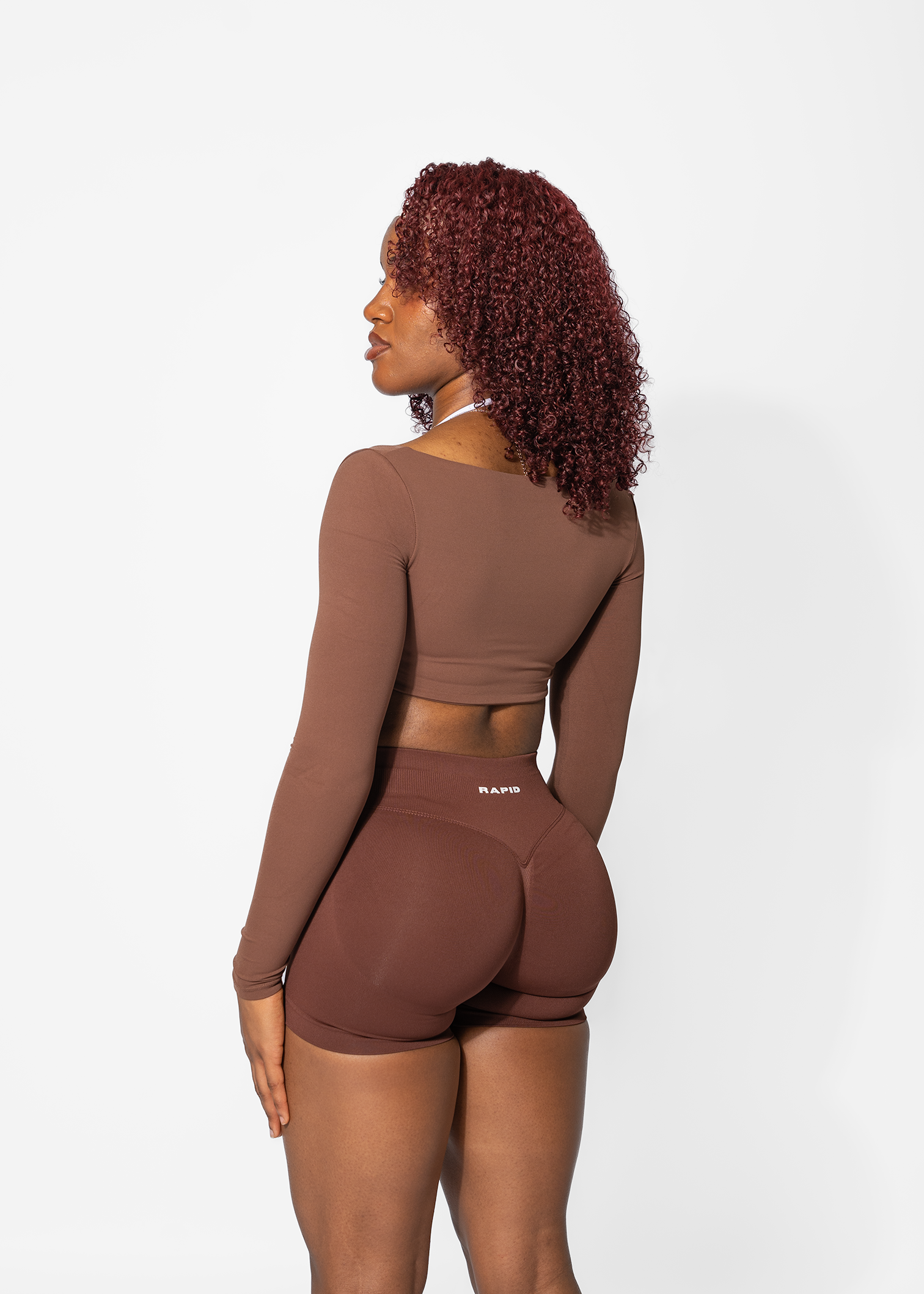 LUNA LONG SLEEVE CROP - COFFEE