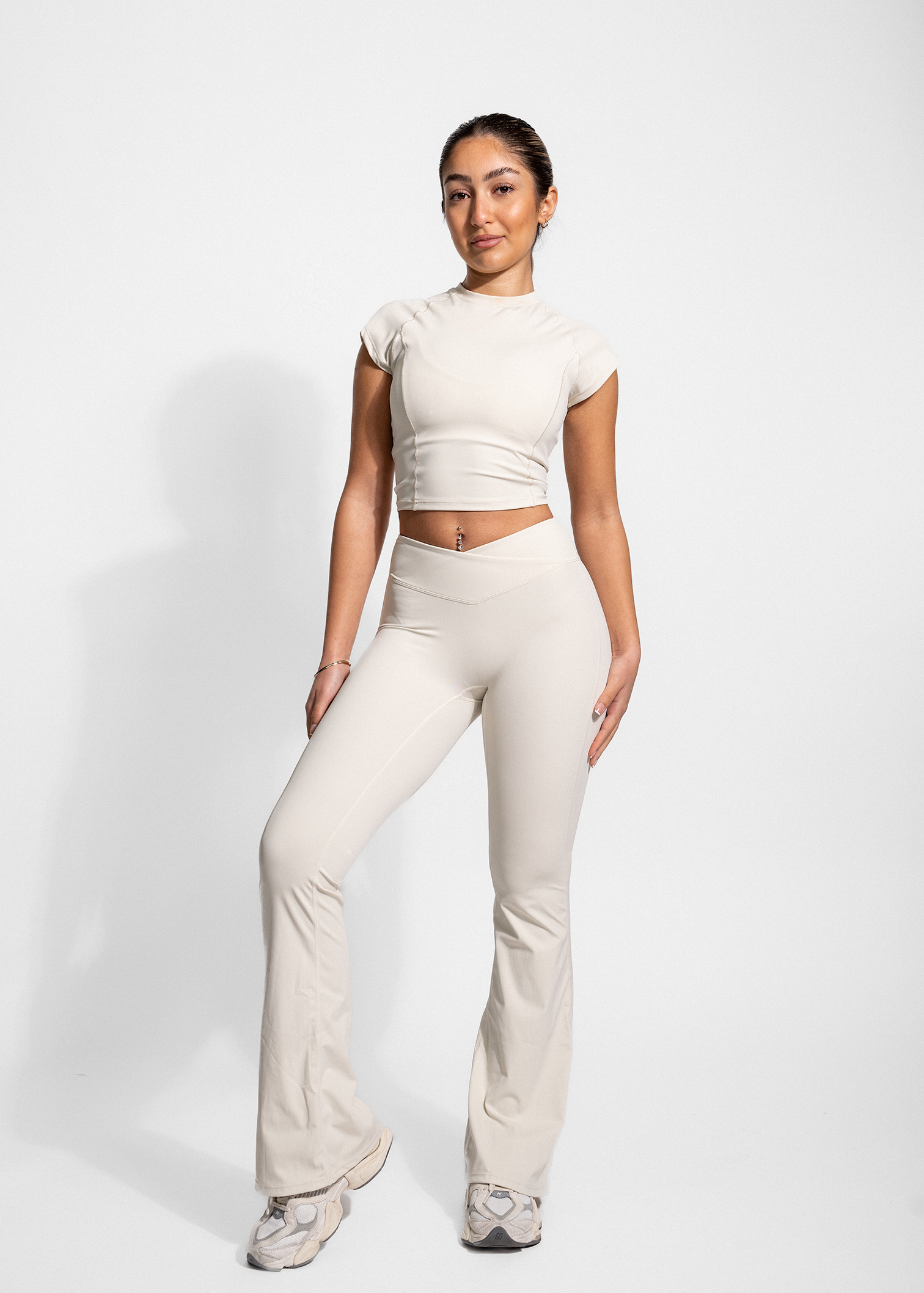 FAYE FLARE LEGGINGS - CREAM