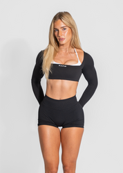 LUNA LONG SLEEVE CROP - BLACK