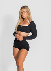 LUNA LONG SLEEVE CROP - BLACK
