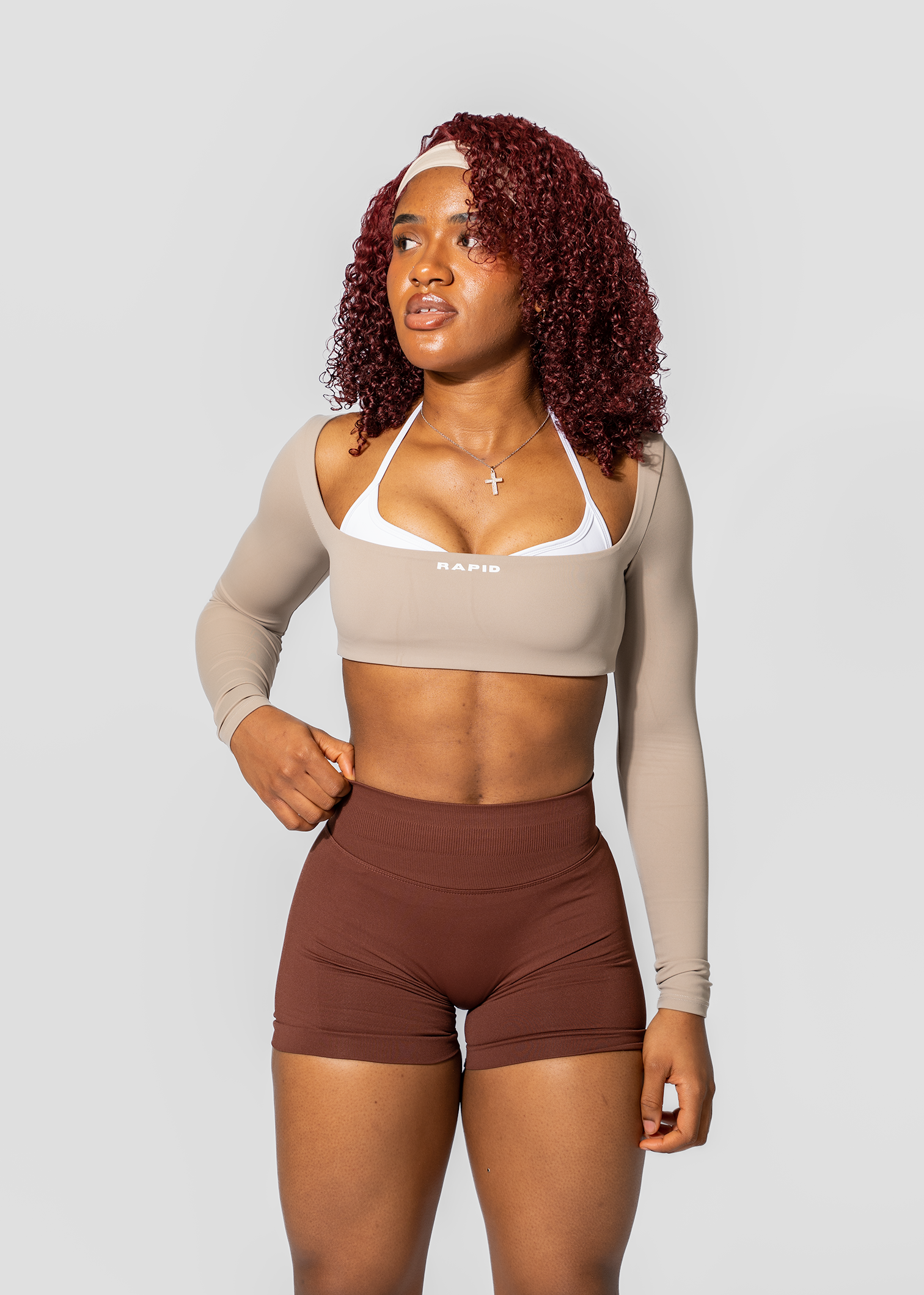 LUNA LONG SLEEVE CROP - BEIGE