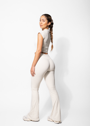 FAYE FLARE LEGGINGS - CREAM