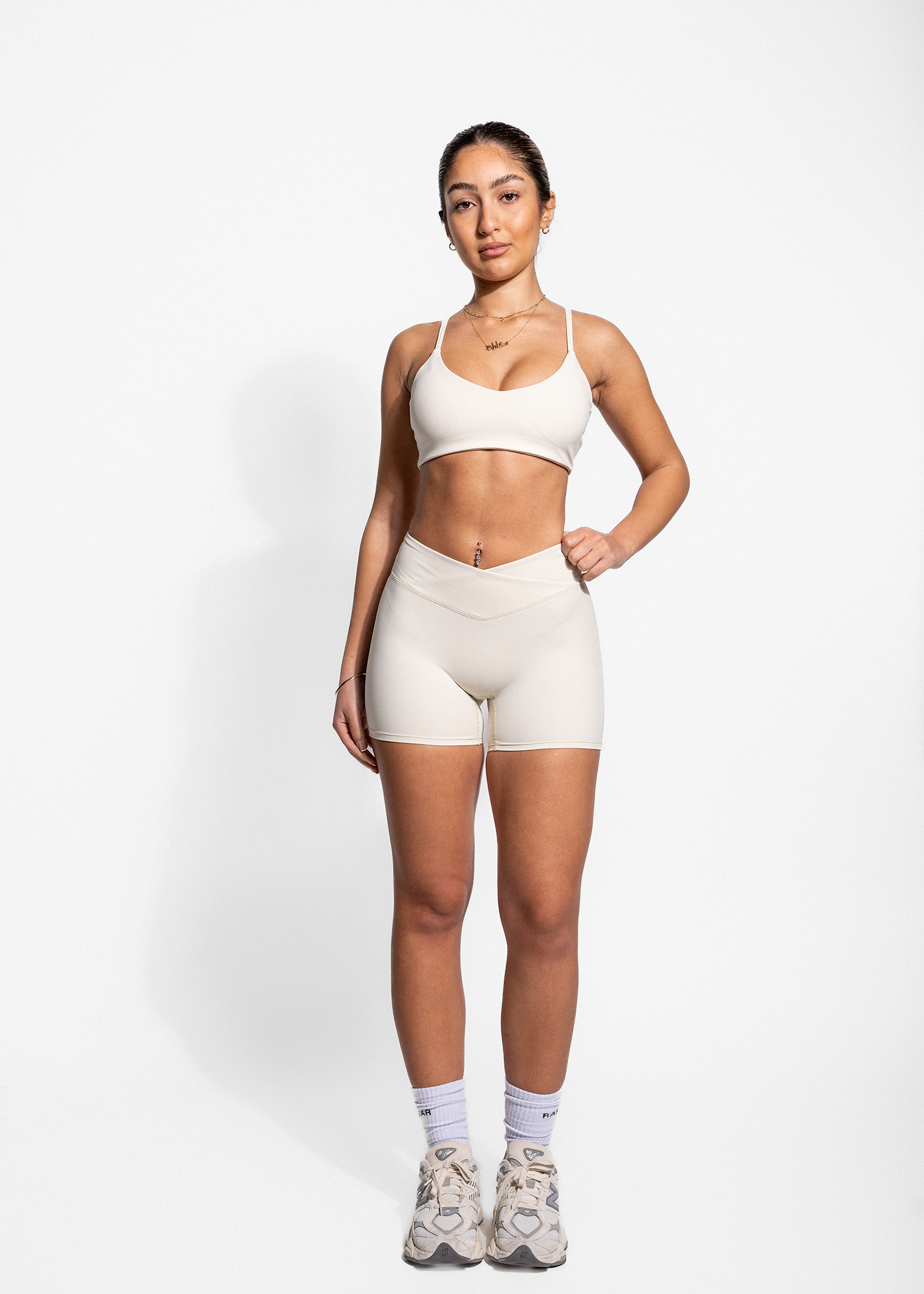 FAYE V CUT SHORTS- CREAM