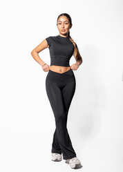 FAYE FLARE LEGGINGS - BLACK