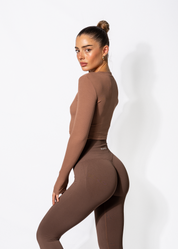 LUXE COMFORT CROP LONG SLEEVE -  CHESTNUT