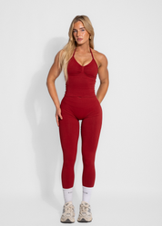 BALANCE FITTED HALTER TOP - BURDUNDY