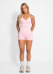 BALANCE FITTED HALTER TOP - BABY PINK