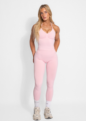 BALANCE FITTED HALTER TOP - BABY PINK
