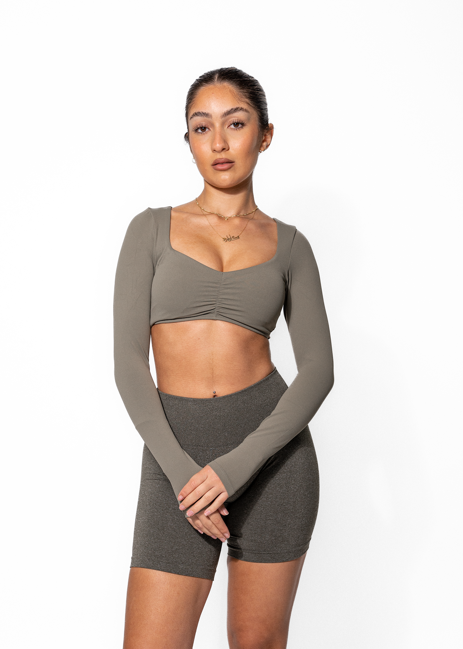 ALICE LONG SLEEVE CROP - KHAKI