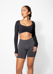 ALICE LONG SLEEVE CROP - BLACK