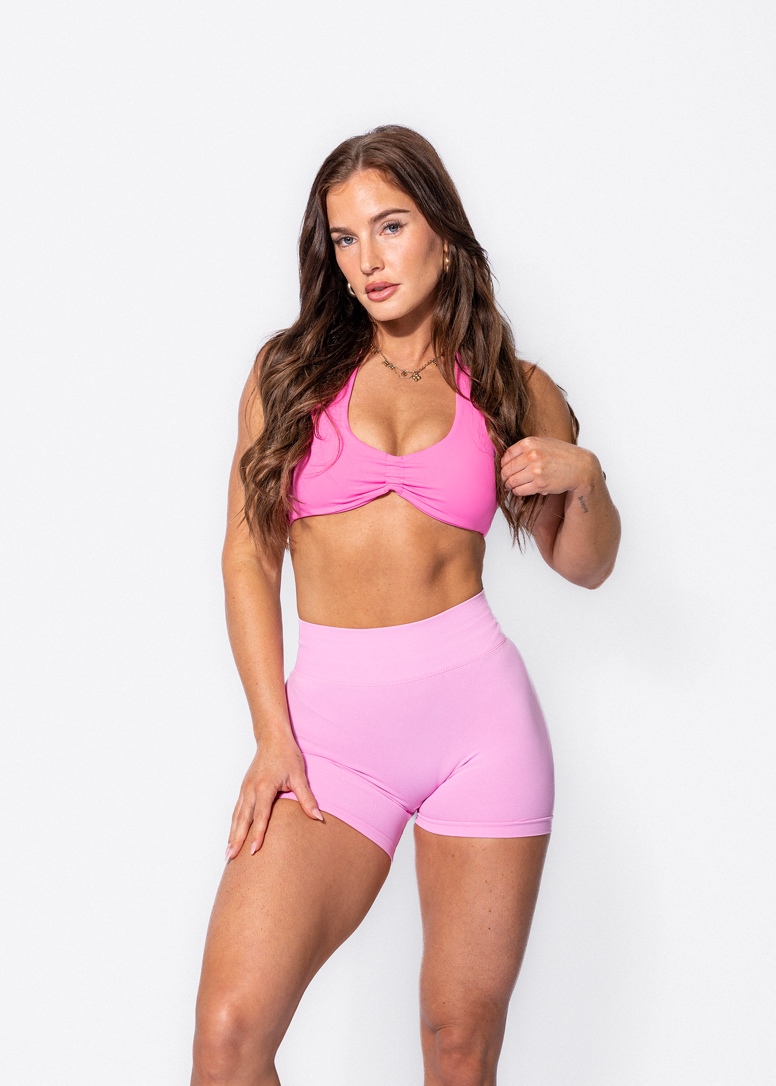 MIRA HALTER CROP - PINK