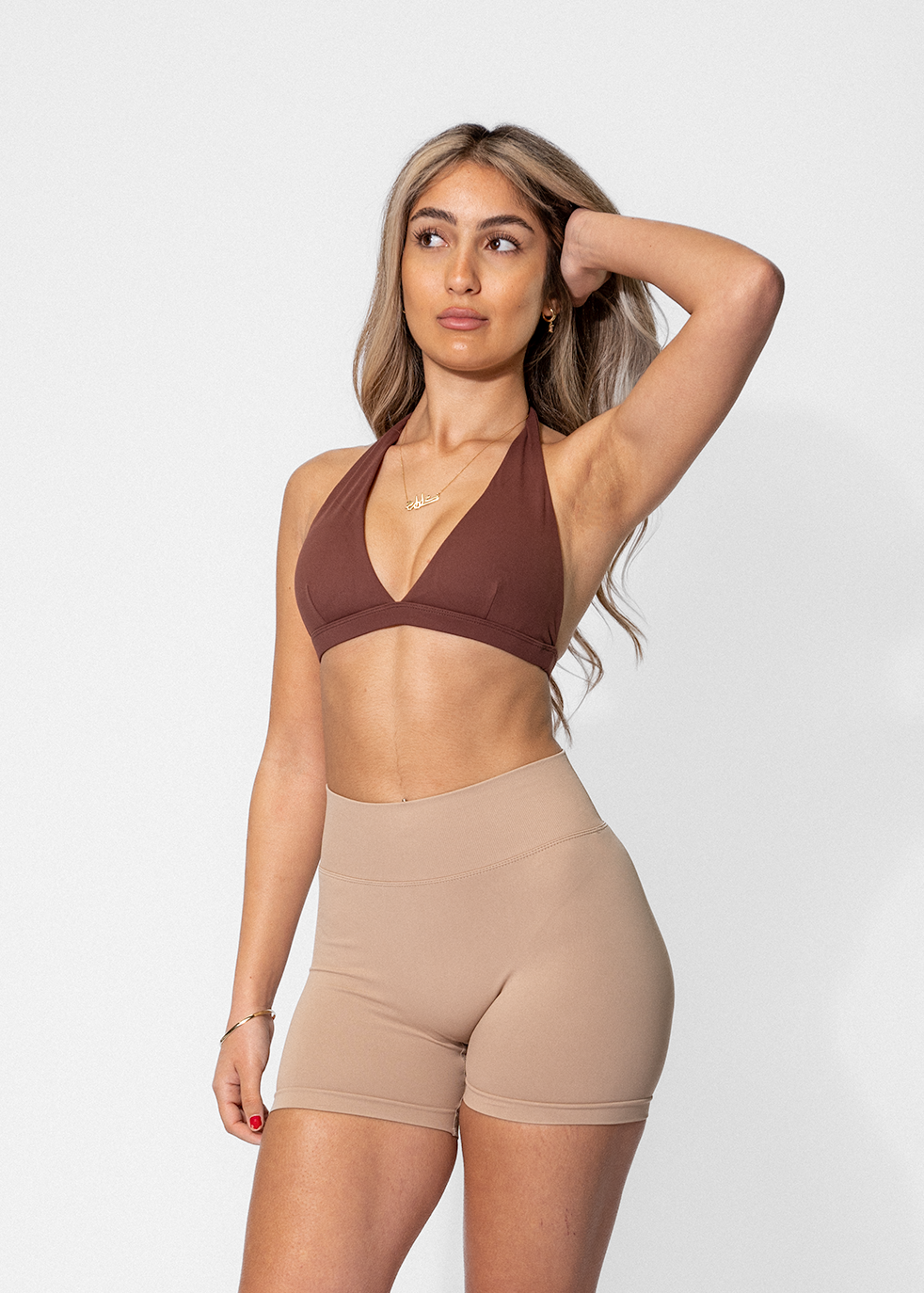 SIENNA HALTER CROP - BROWN