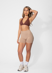 SIENNA HALTER CROP - BROWN