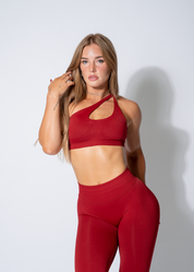 BALANCE ONE SHOULDER SPORTS BRA - BURGUNDY