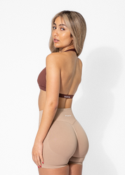 SIENNA HALTER CROP - BROWN